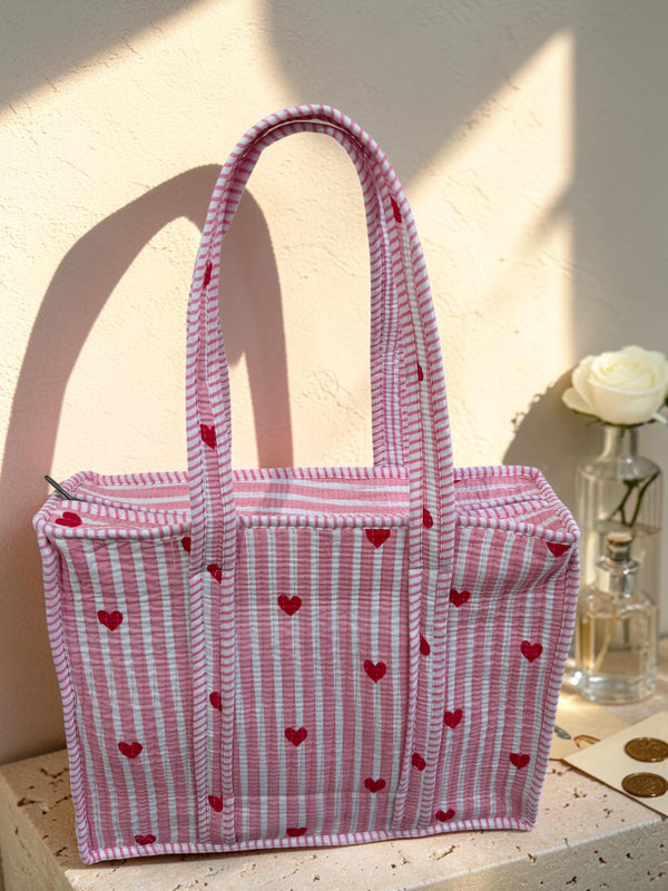 Candy Hearts Quilted Tote Bag