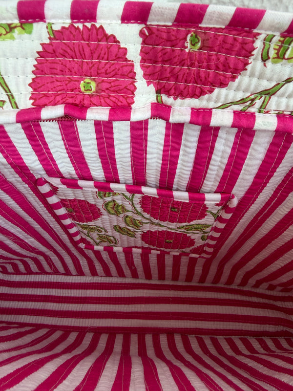 Rosy Bloom Quilted Tote Bag