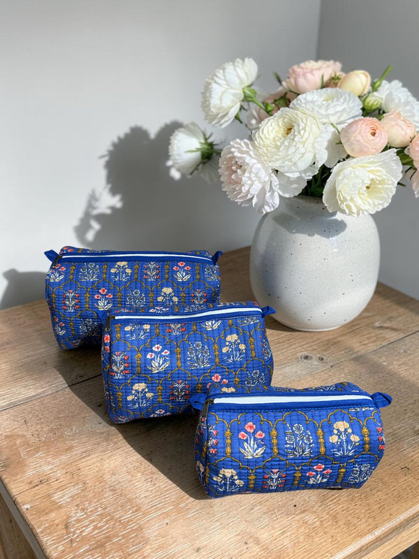 Quilted Pouch Trio - Royal Blue