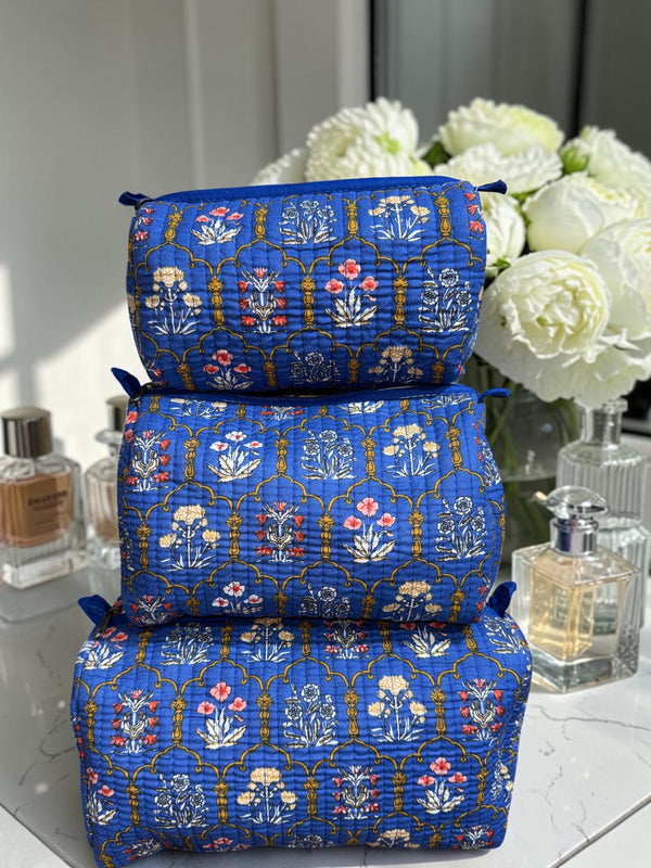 Quilted Pouch Trio - Royal Blue