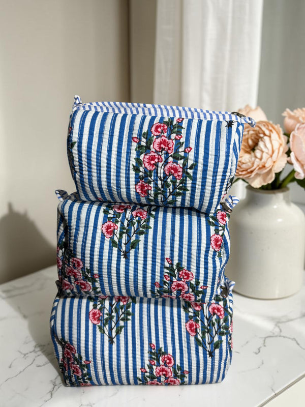 Quilted Pouch Trio - Floral Tide