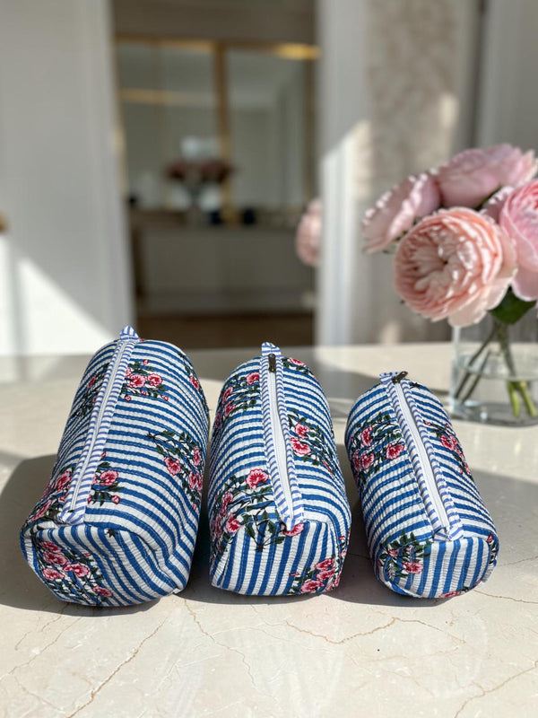 Quilted Pouch Trio - Floral Tide