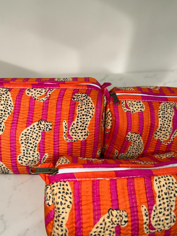 Quilted Pouch Trio - Leopard Lane