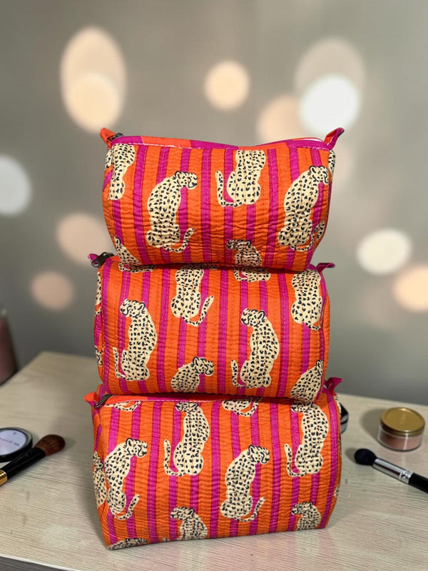 Quilted Pouch Trio - Leopard Lane