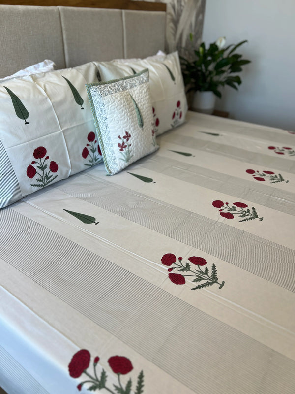 CYPRESS & MARIGOLD PERACLE COTTON BEDSHEET (QUEEN SIZE 90*108) - newkasa