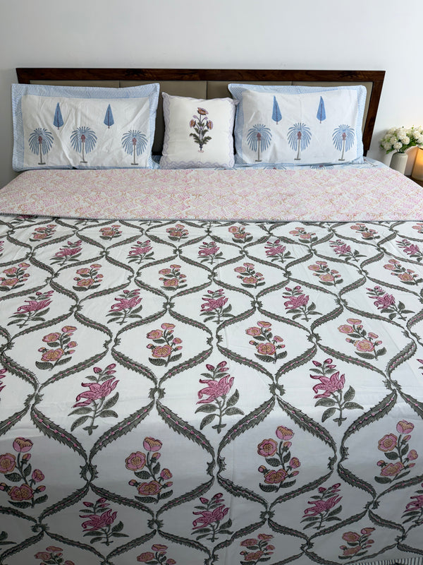Blossom Lattice Reversible Muslin Cotton Dohar