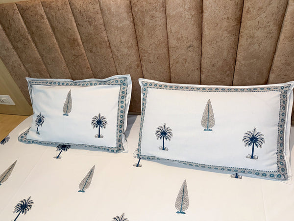 JAIPURI PREMIUM COTTON BEDSHEET WITH PALM TREE & FLORAL - newkasa