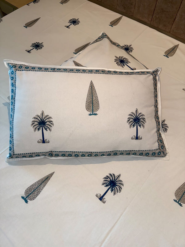 JAIPURI PREMIUM COTTON BEDSHEET WITH PALM TREE & FLORAL - newkasa
