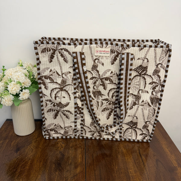 Maru Jungle Quilted Cotton Tote Bag – 18x18