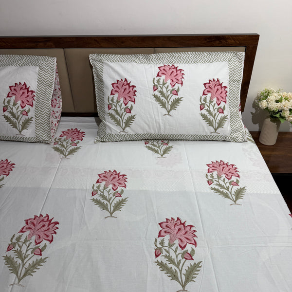 Gulaal Vasant – Handblock Percale Cotton Bedsheet