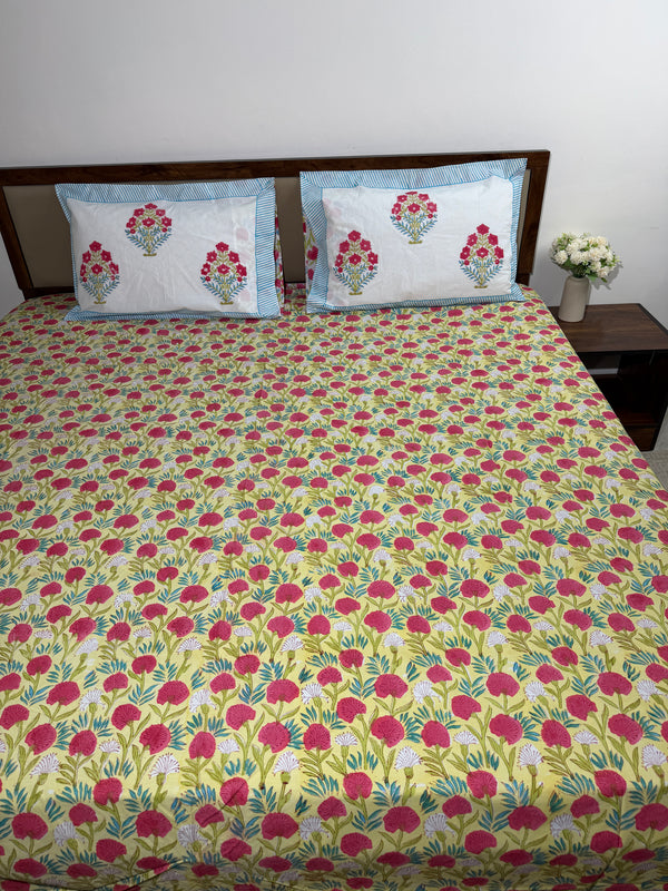Phool Bagicha – Handblock Percale Cotton Bedsheet