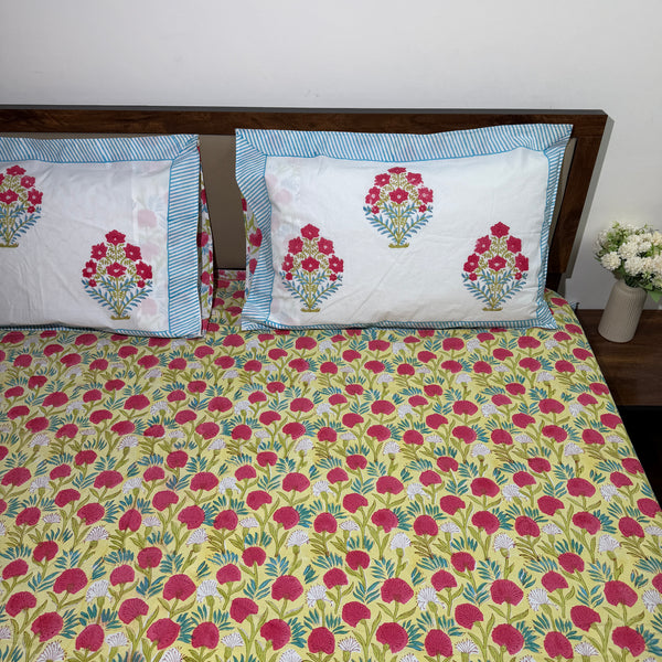 Phool Bagicha – Handblock Percale Cotton Bedsheet