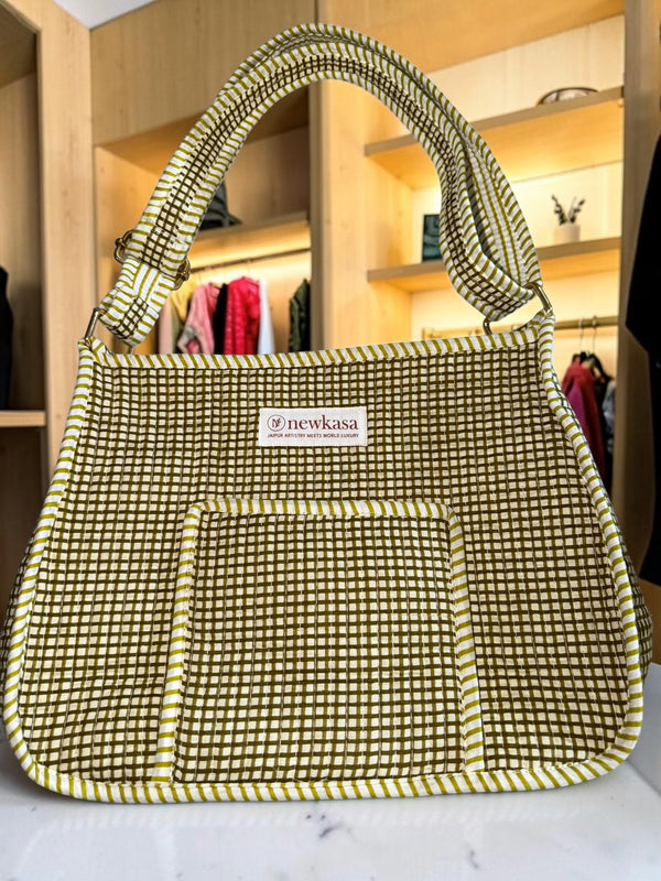 Olive Check Sling Bag