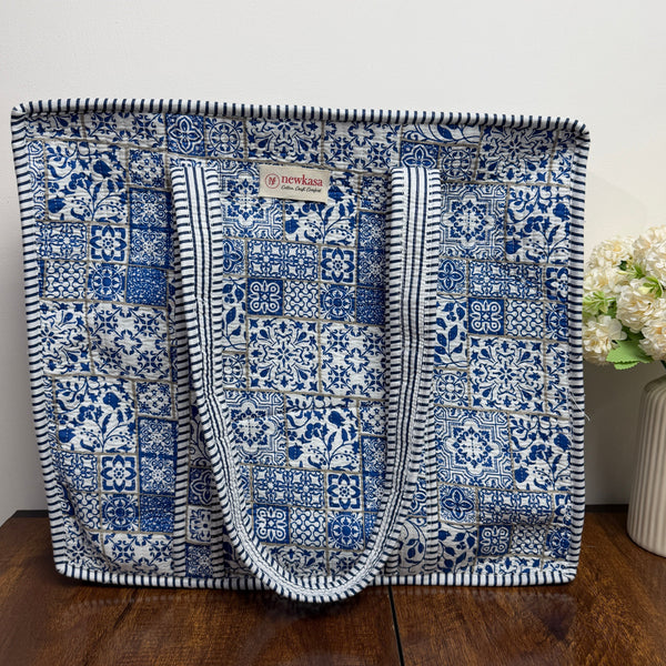 Quilted Tote Bag - Indigo Kashi