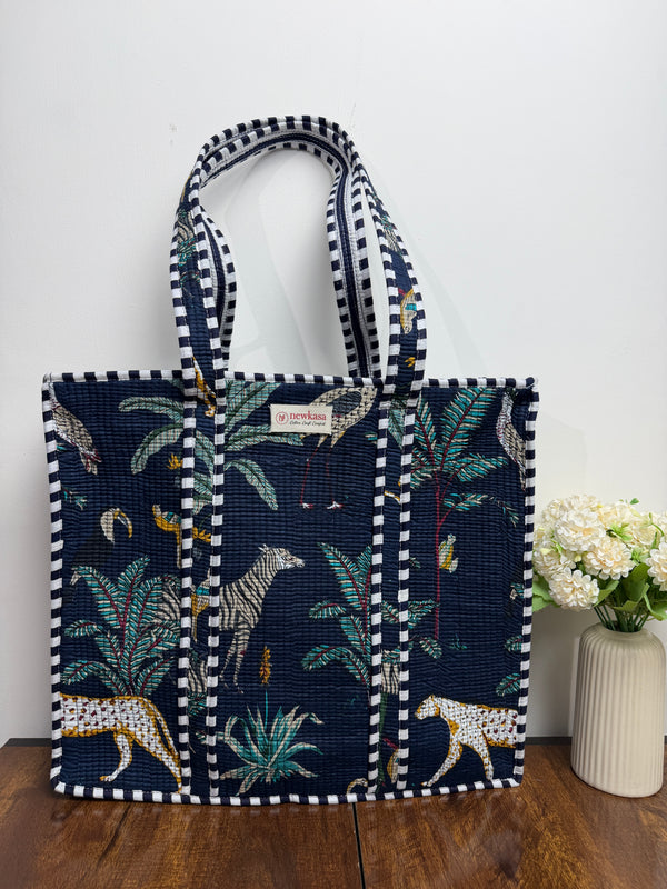Quilted Tote Bag - Midnight Aranya