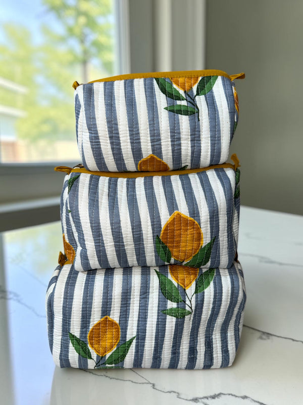 Grey Lemon Grove- 3- Toiletry Pouch