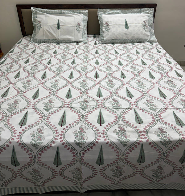 Gul Meher Jaal - Jaipuri Hand Block Cotton Bedsheet