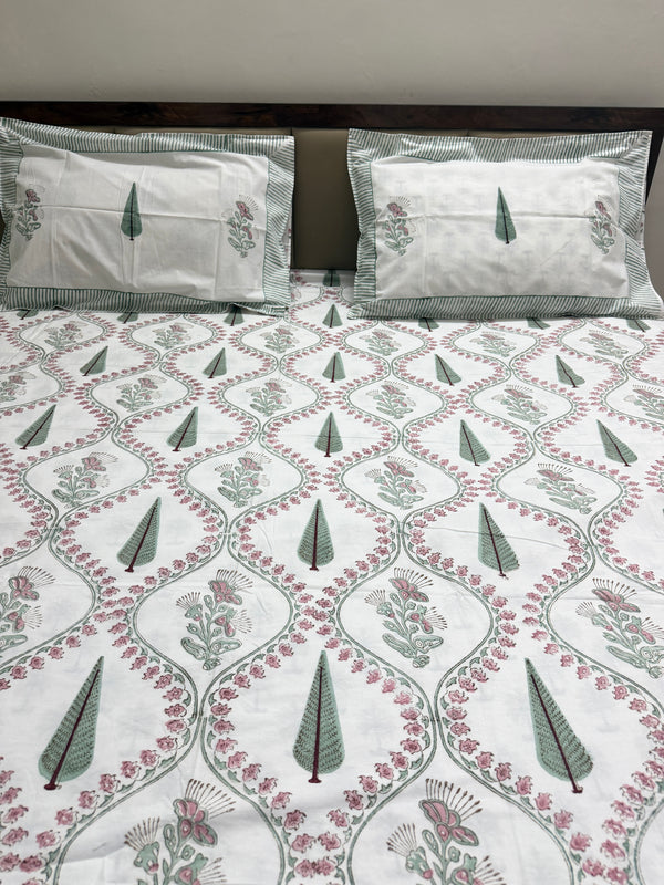 Gul Meher Jaal - Jaipuri Hand Block Cotton Bedsheet