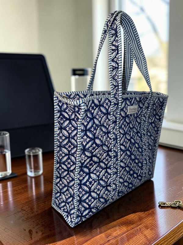 Indigo Bloom Laptop & Utility Tote