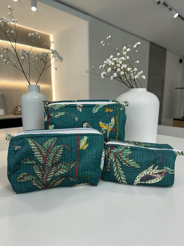 Quilted Vanity Bags – Jungle Mist
