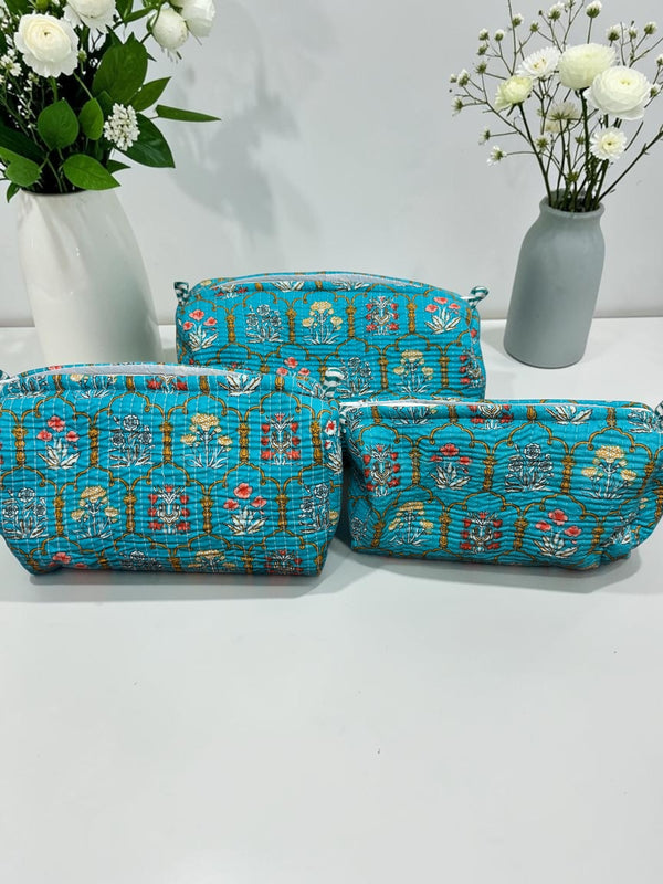 Quilted Vanity Bags – Aqua Garden