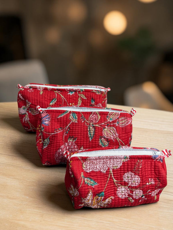 Quilted Pouch Trio- Cherry Blossom