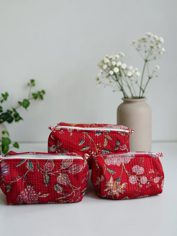Quilted Pouch Trio- Cherry Blossom