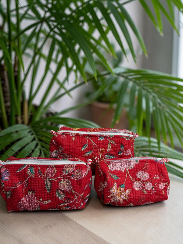 Quilted Pouch Trio- Cherry Blossom