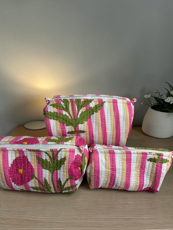 Quilted Pouch Trio- Candy Bloom