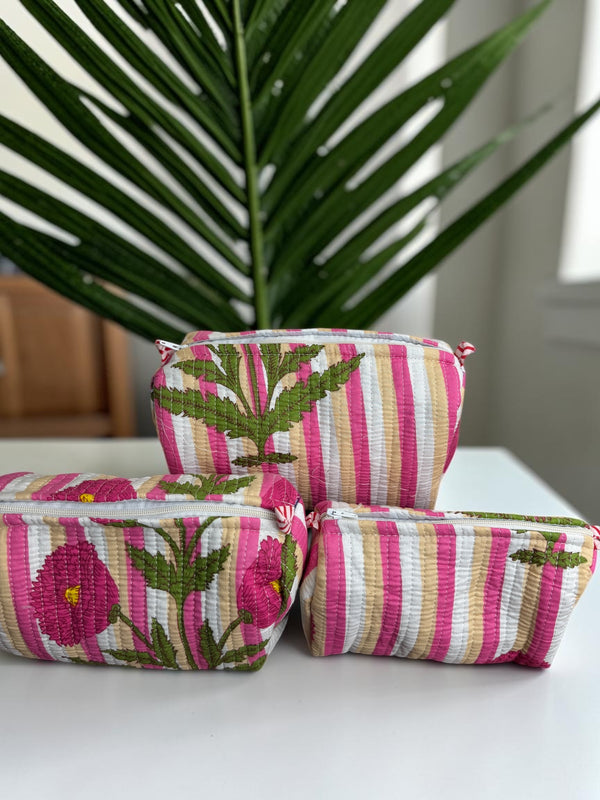 Quilted Pouch Trio- Candy Bloom