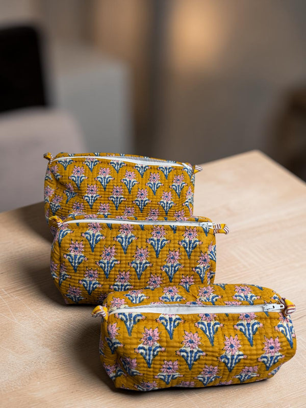 Quilted Vanity Set - Mustard Petals