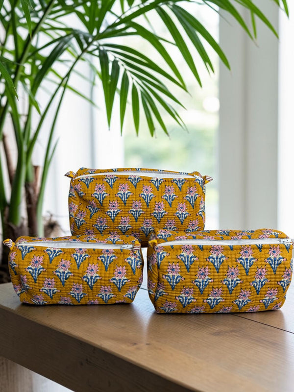 Quilted Vanity Set - Mustard Petals