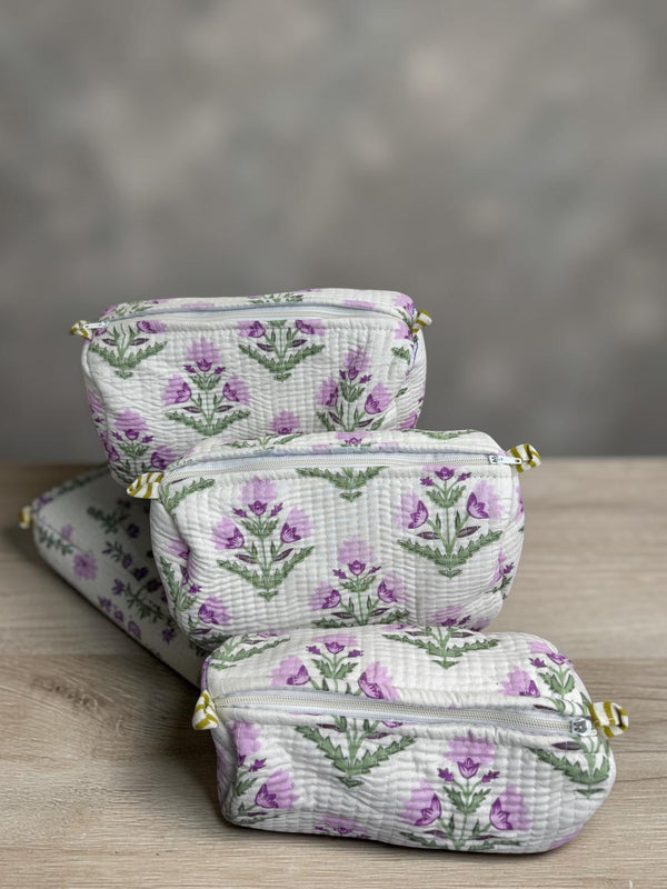 Quilted Pouch Trio - Lilac Meadow