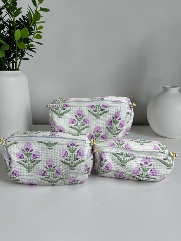 Quilted Pouch Trio - Lilac Meadow