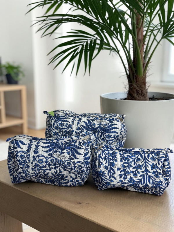 Quilted Vanity Set - Indigo Botanica