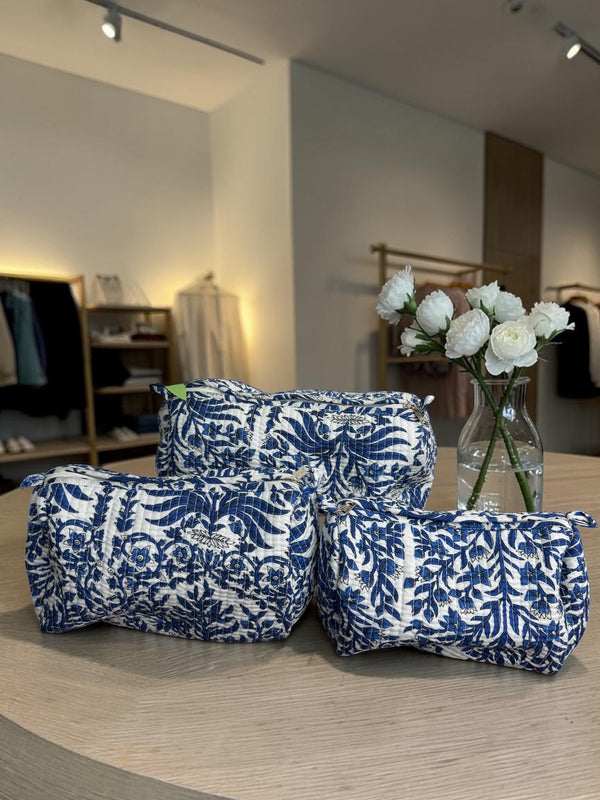 Quilted Vanity Set - Indigo Botanica