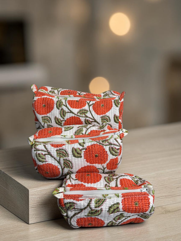 Quilted Pouch Trio  - Sunset Bloom