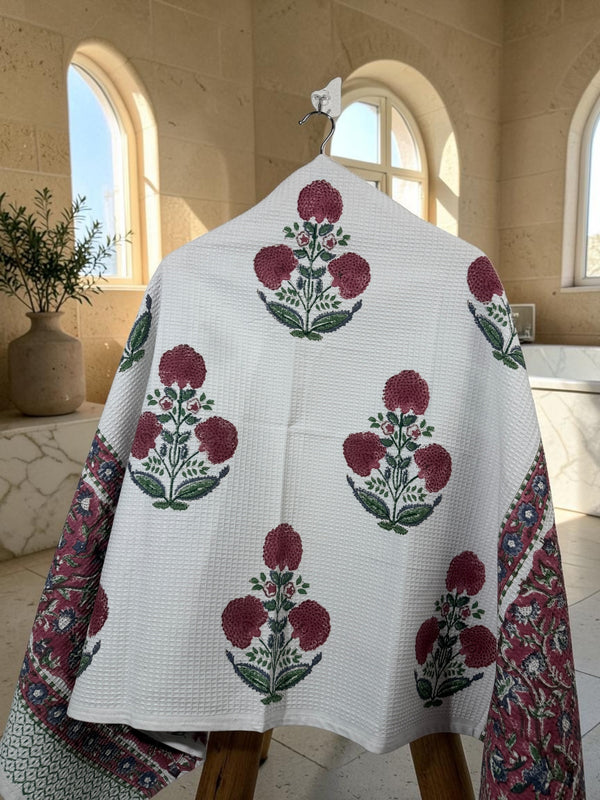Gulmohar – Jaipuri Cotton Waffle Bath Towel