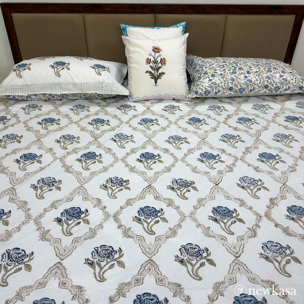 NEEL PHOOLKARI – Handblock Percale Cotton Bedsheet | King 108×108