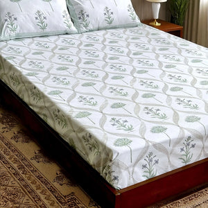 FERN & FLAX  COTTON BEDSHEET (QUEEN SIZE 90*108) - newkasa