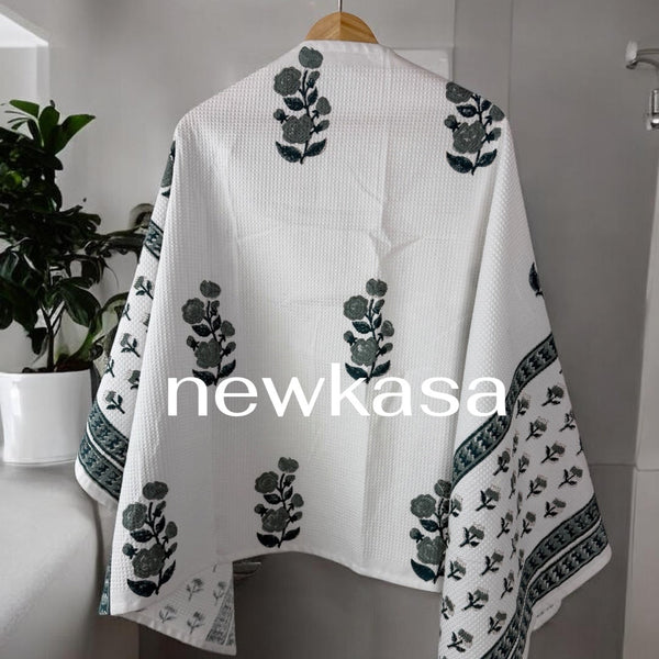 Botanical Buta – Jaipuri Cotton Waffle Bath Towel (30*60)