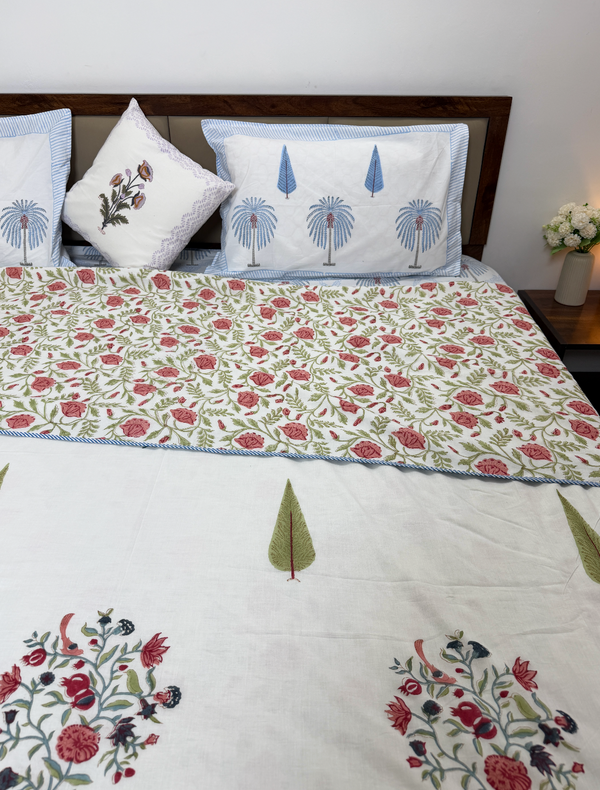 Rose Garden Reversible Muslin Cotton Dohar