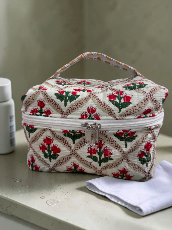 Gulmohar Garden Quilted Vanity Bag