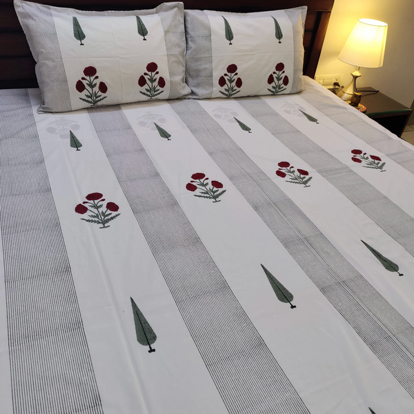 CYPRESS & MARIGOLD PERACLE COTTON BEDSHEET (QUEEN SIZE 90*108) - newkasa