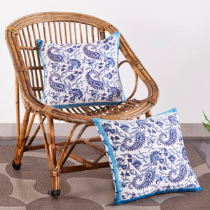 INDIGO BAAGH HAND BLOCK PRINT CUSHION COVER SET – 16x16 - newkasa