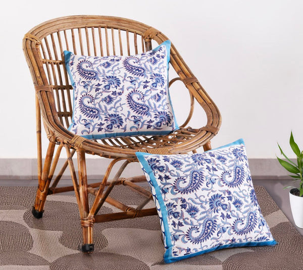 INDIGO BAAGH HAND BLOCK PRINT CUSHION COVER SET – 16x16 - newkasa