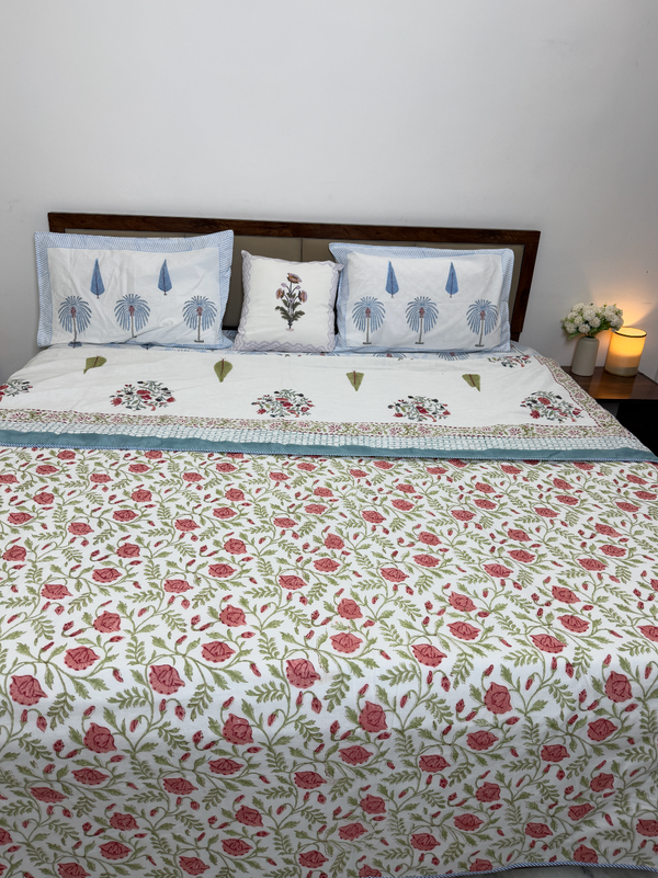 Rose Garden Reversible Muslin Cotton Dohar