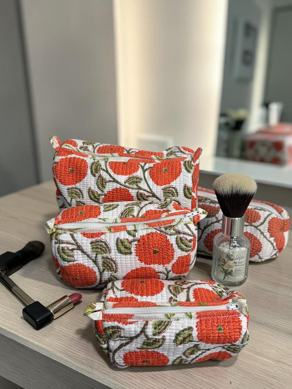 Quilted Pouch Trio  - Sunset Bloom