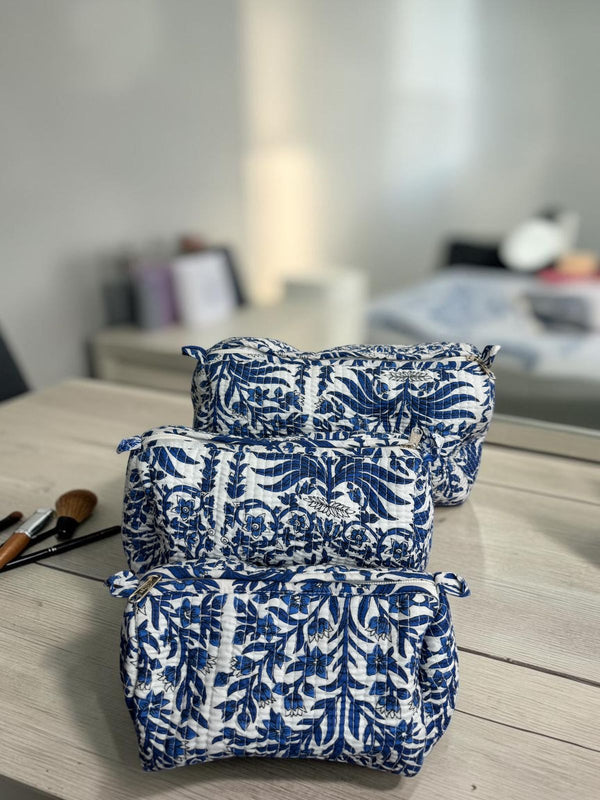 Quilted Vanity Set - Indigo Botanica