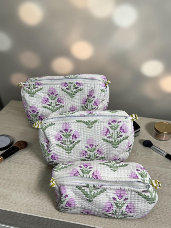 Quilted Pouch Trio - Lilac Meadow